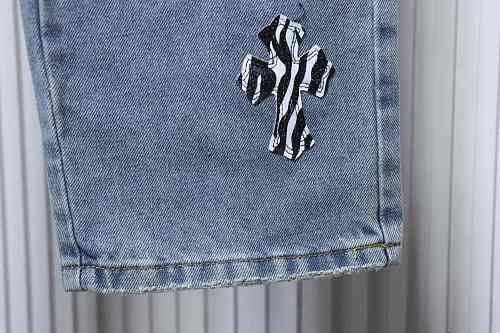 Chrome Hearts Cross-patterned leather jeans