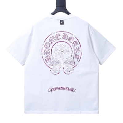 Chrome Hearts Horseshoe Cross Applique Embroidered T-shirt 02