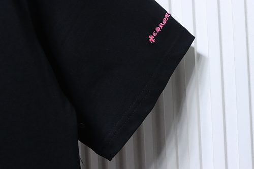 Chrome Hearts Pink Embroidered Short-Sleeve T-Shirt