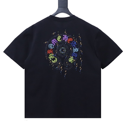 Chrome Hearts Colorful Horseshoe Appliqué Embroidered Short-Sleeve T-Shirt