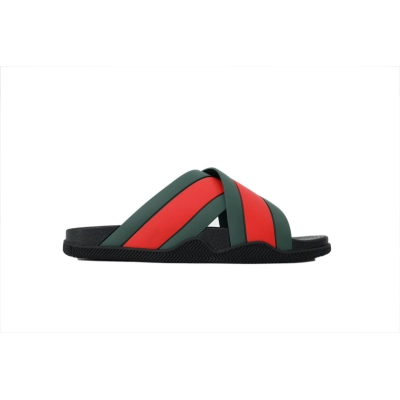 GUCCI Rubber Slide Sandal Red and Green 02