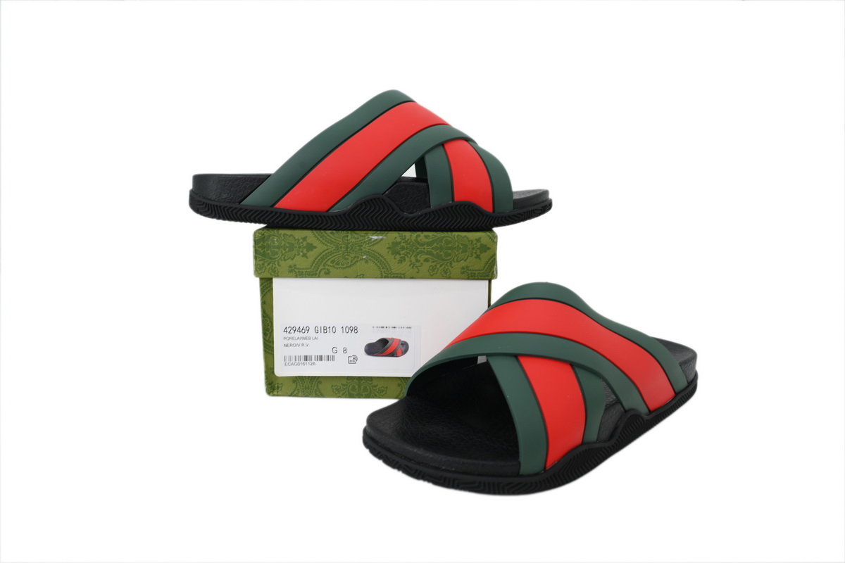 GUCCI Rubber Slide Sandal Red and Green