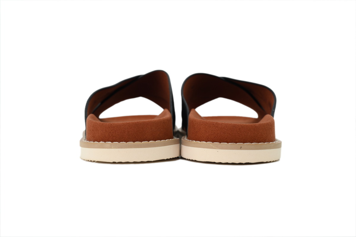 HERMES Loro Piana Cross Suede Sandal Black