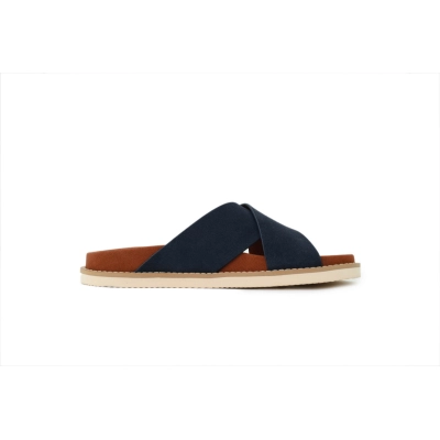 HERMES Loro Piana Cross Suede Sandal Blue 02