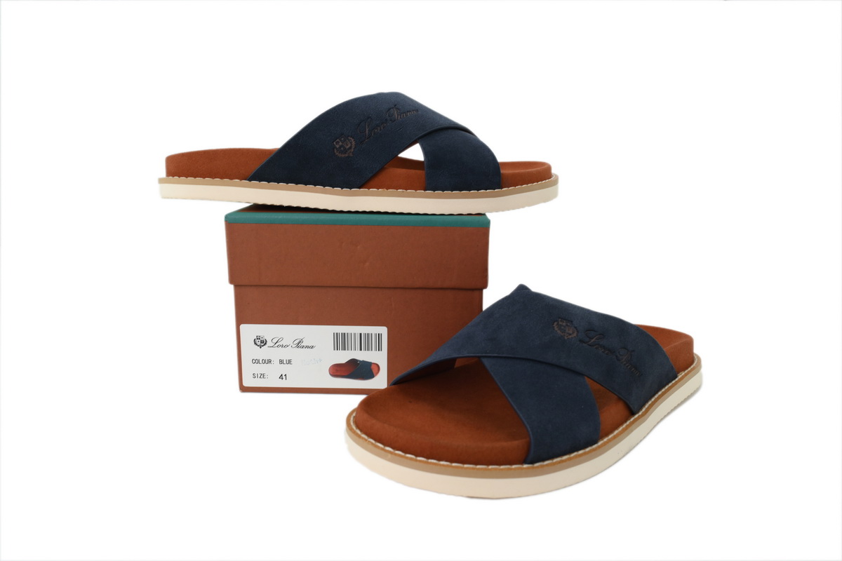HERMES Loro Piana Cross Suede Sandal Blue