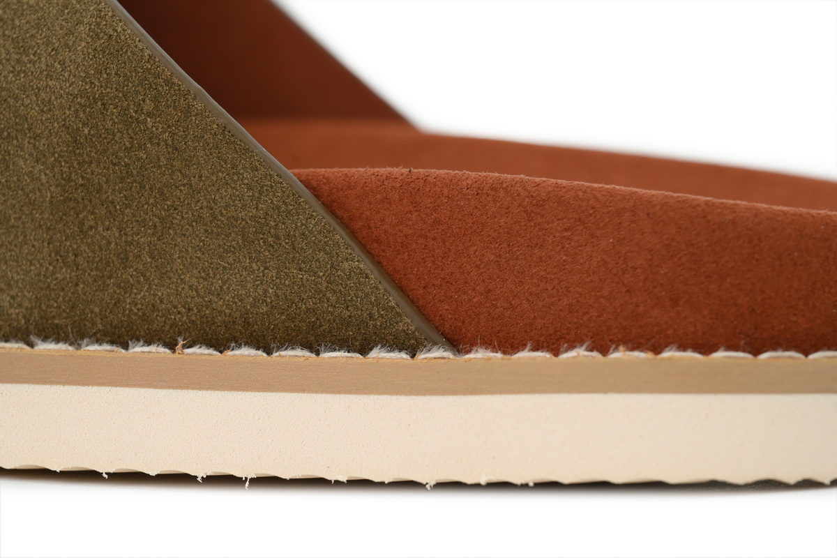 HERMES Loro Piana Cross Suede Sandal Khaki