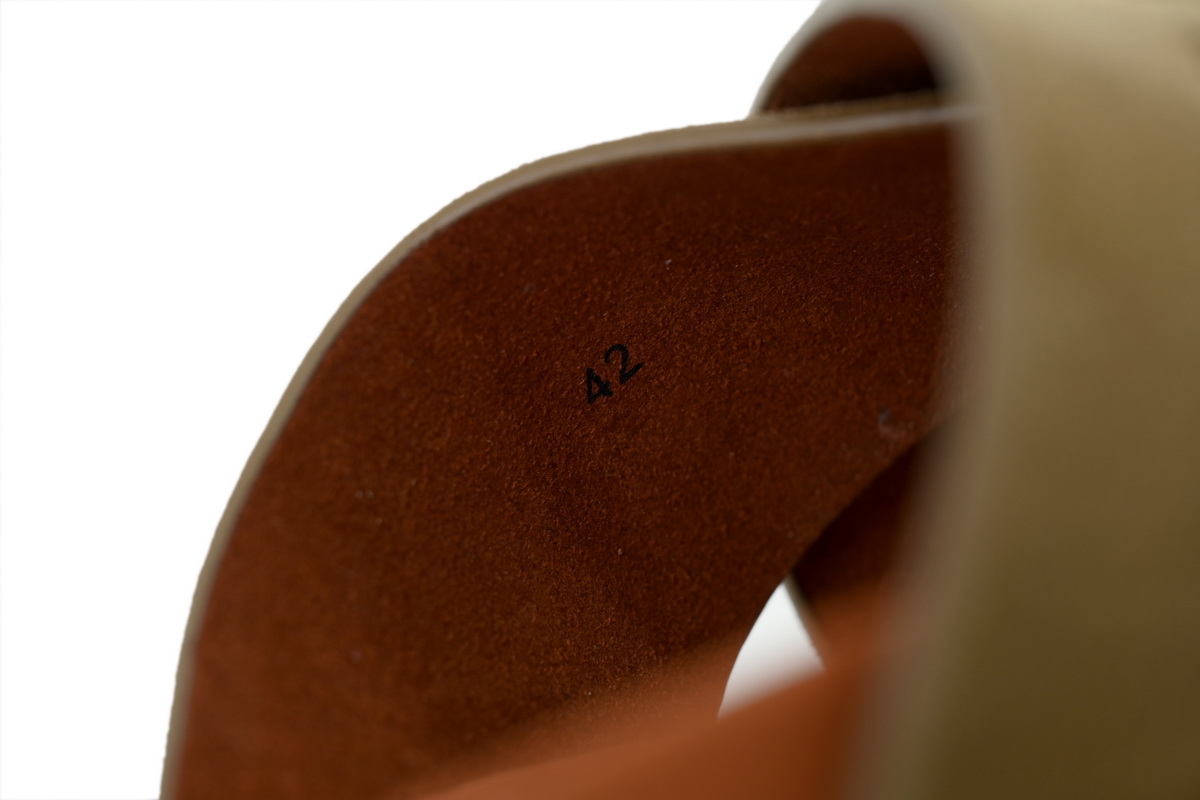 HERMES Loro Piana Cross Suede Sandal Khaki