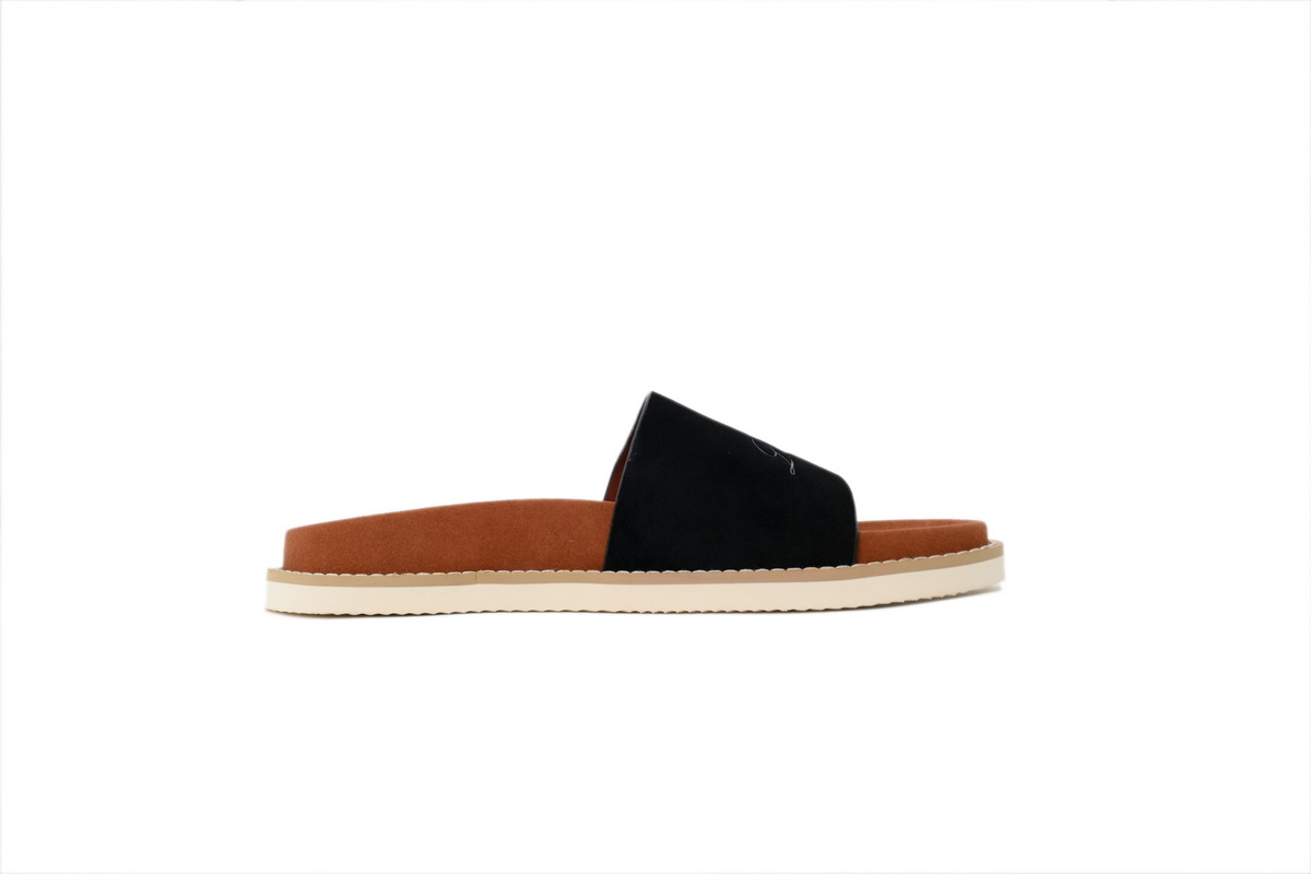 HERMES Loro Piana Suede Sandal Black