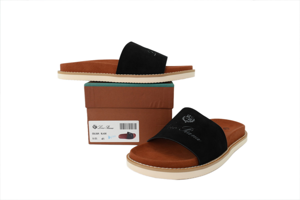 HERMES Loro Piana Suede Sandal Black