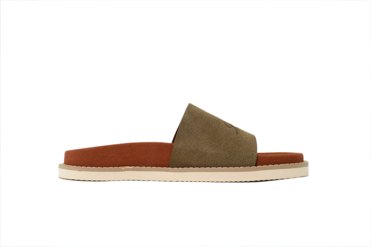 HERMES Loro Piana Suede Sandal Khaki