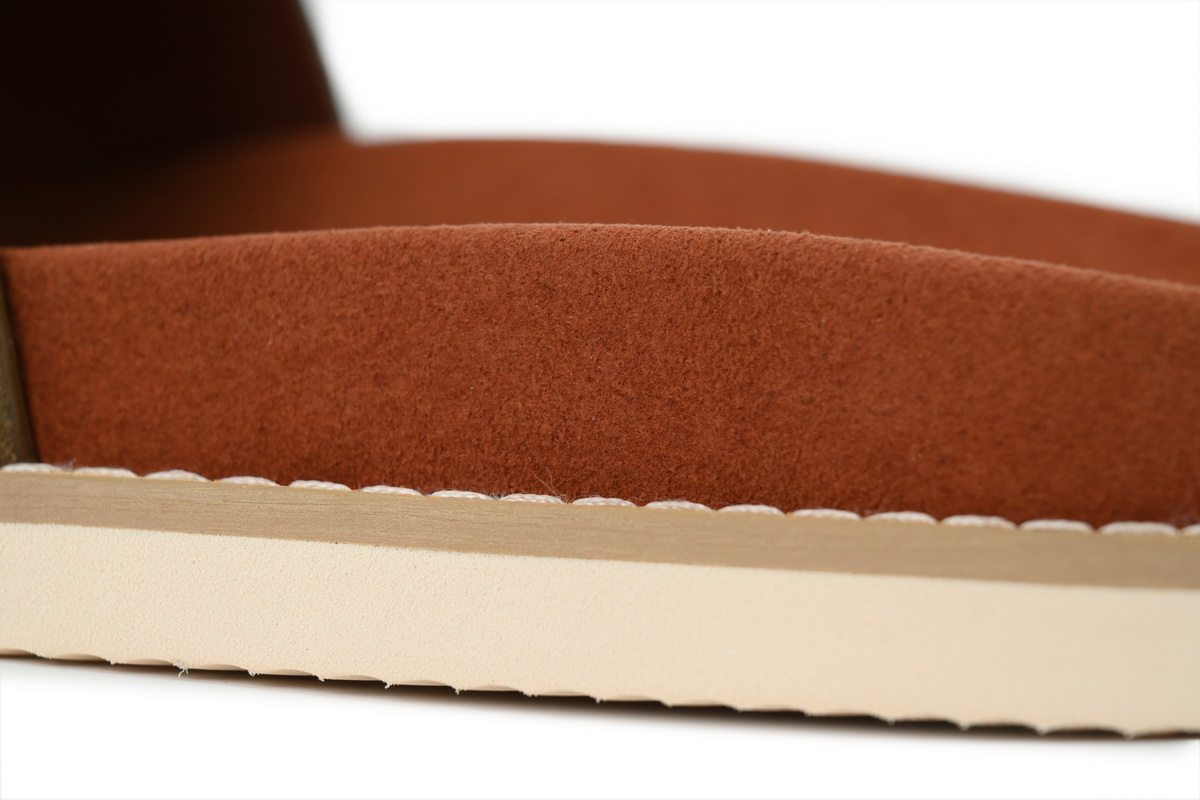HERMES Loro Piana Suede Sandal Khaki