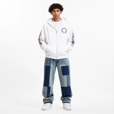 CHROME HEARTS Hoodie K5001+1V Patchwork Skateboard Jeans 01