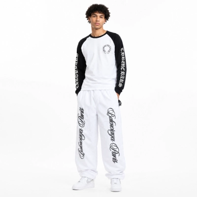 CHROME HEARTS Sweatshirt K9003 + Balenciaga 26SS Cursive Signature Embroidered Tracksuit Pants 01