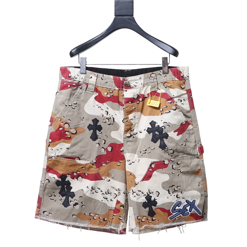 Chrome Hearts Camouflage Denim Shorts Red