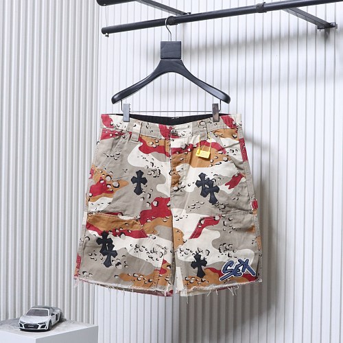 Chrome Hearts Camouflage Denim Shorts Red