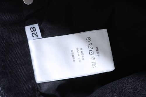 Chrome Hearts Leather Jeans with Sanskrit Cross Back Patches Black/Blue/Yellow