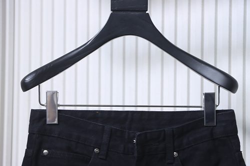 Chrome Hearts Leather Jeans with Sanskrit Cross Back Patches Black/White