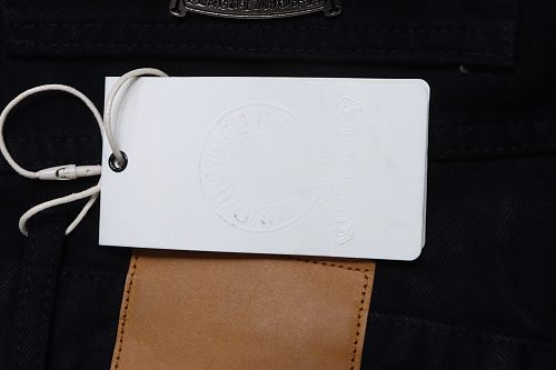 Chrome Hearts Leather Jeans with Sanskrit Cross Back Patches Black/White