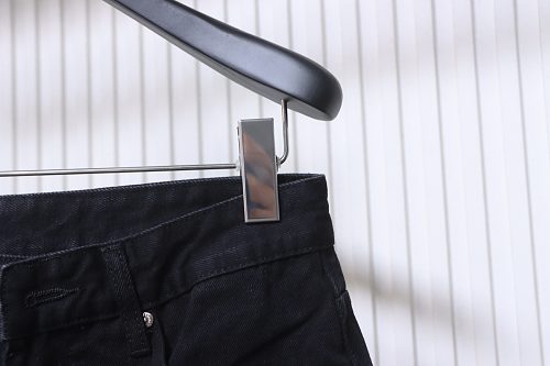 Chrome Hearts Leather Jeans with Sanskrit Cross Back Patches Blue