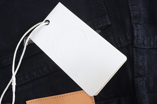 Chrome Hearts Leather Jeans with Sanskrit Cross Back Patches Blue