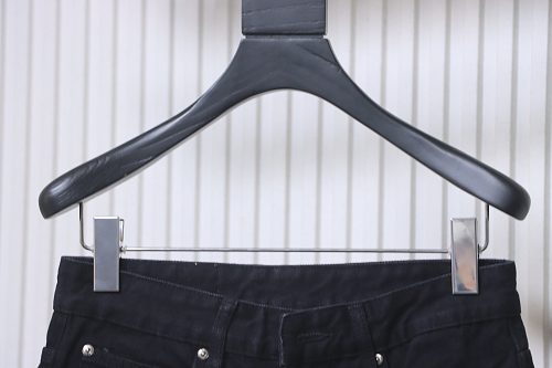 Chrome Hearts Leather Jeans with Sanskrit Cross Back Patches Blue
