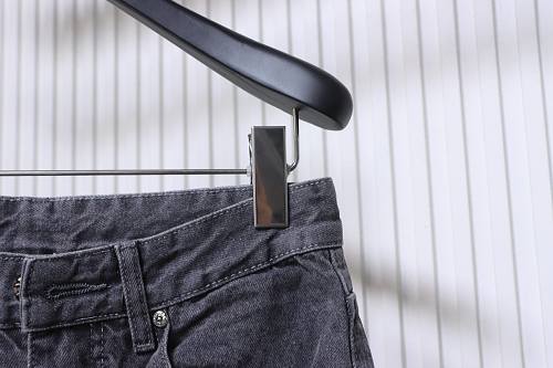 Chrome Hearts Leather Jeans with Sanskrit Cross Back Patches Grey/Pink
