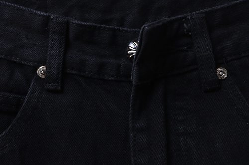 Chrome Hearts Leather Jeans with Sanskrit Cross Back Patches Pink