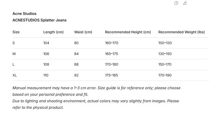 ACNE STUDIOS Splatter Denim Jeans