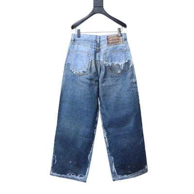 ACNE Optical illusion print distressed jeans 02