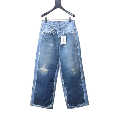 ACNE Optical illusion print distressed jeans 01