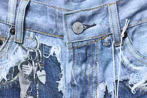 ACNE Optical illusion print distressed jeans