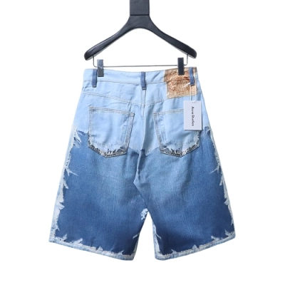 Acne Studios 1981 Series 3D Printed Patchwork Frayed Edge Denim Shorts 02