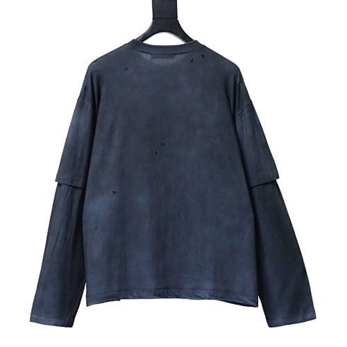 Acne Studios Distressed Sandblasted Washed Faux Two-Piece Long-Sleeve