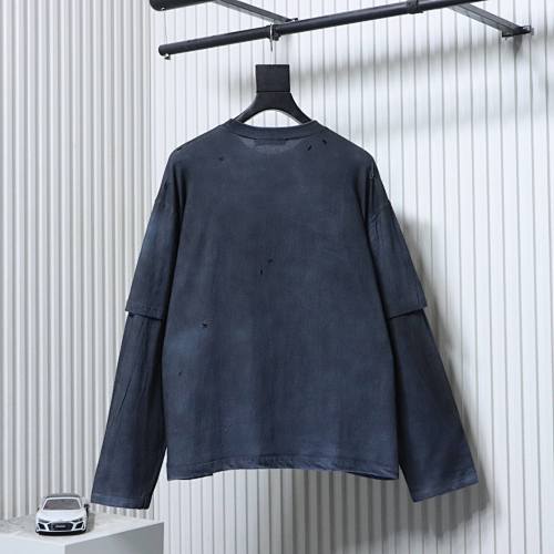 Acne Studios Distressed Sandblasted Washed Faux Two-Piece Long-Sleeve