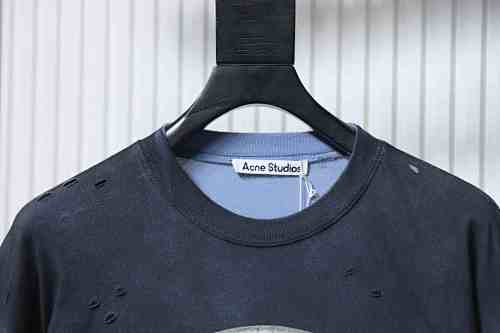 Acne Studios Distressed Sandblasted Washed Faux Two-Piece Long-Sleeve