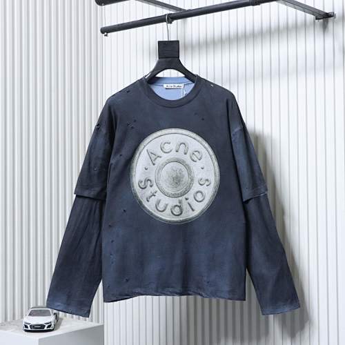 Acne Studios Distressed Sandblasted Washed Faux Two-Piece Long-Sleeve