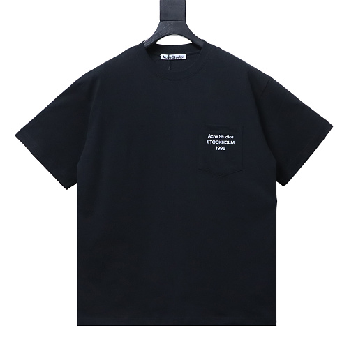 Acne Studios Pocket 1996 Letter Print Distressed T-Shirt Black