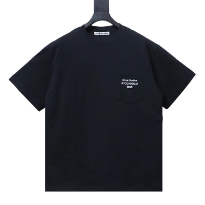 Acne Studios Pocket 1996 Letter Print Distressed T-Shirt Black 01