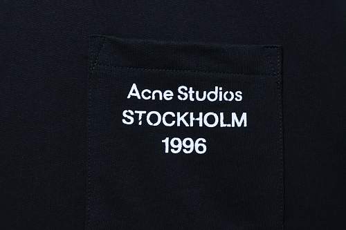 Acne Studios Pocket 1996 Letter Print Distressed T-Shirt Black