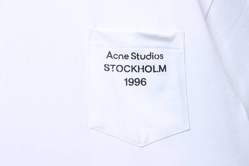 Acne Studios Pocket 1996 Letter Print Distressed T-Shirt White