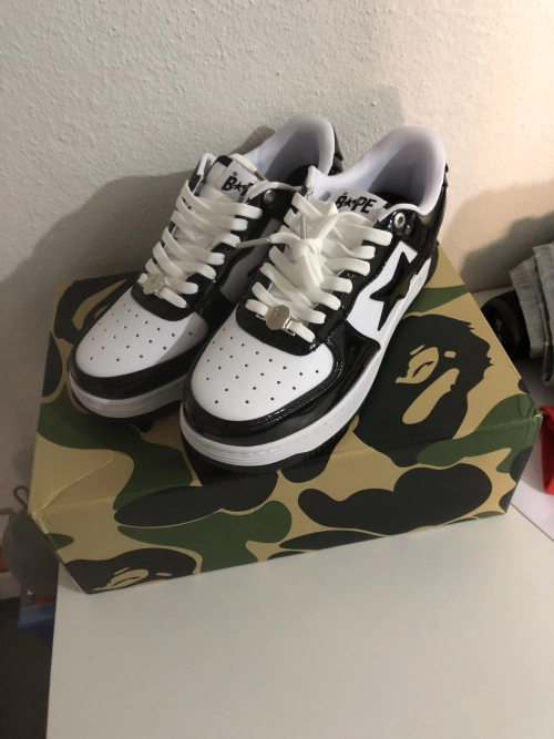 A Bathing Ape Bape Sta Low Black White 1H70-191-001 review 