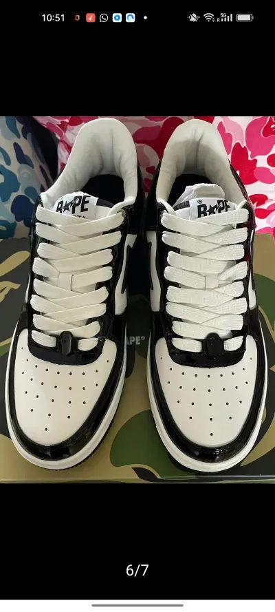 A Bathing Ape Bape Sta Low Black White 1H70-191-001 review Angelia 02