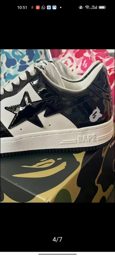 A Bathing Ape Bape Sta Low Black White 1H70-191-001 review Angelia 03
