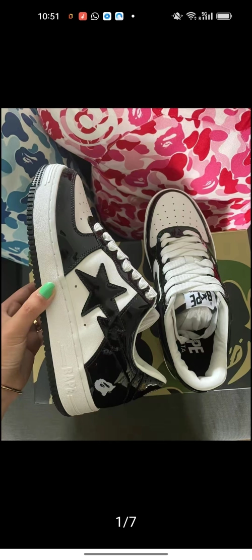 A Bathing Ape Bape Sta Low Black White 1H70-191-001 review 