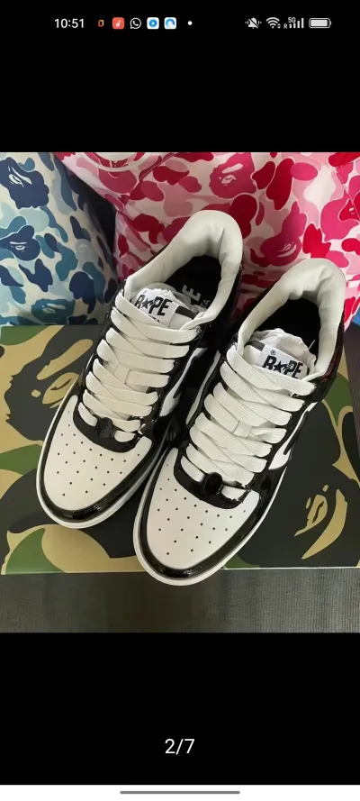 A Bathing Ape Bape Sta Low Black White 1H70-191-001 review Angelia 04