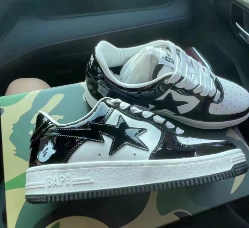A Bathing Ape Bape Sta Low Black White 1H70-191-001 review 