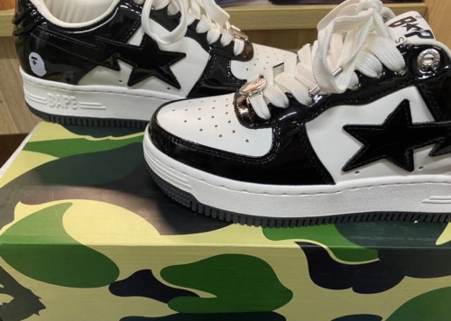 A Bathing Ape Bape Sta Low Black White 1H70-191-001 review 