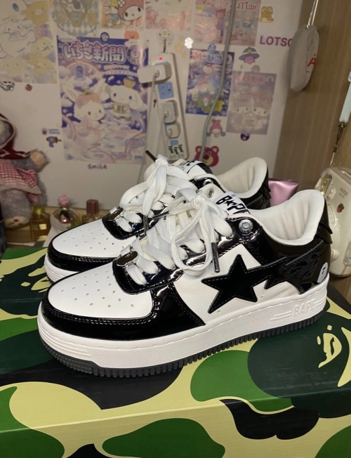 A Bathing Ape Bape Sta Low Black White 1H70-191-001 review 