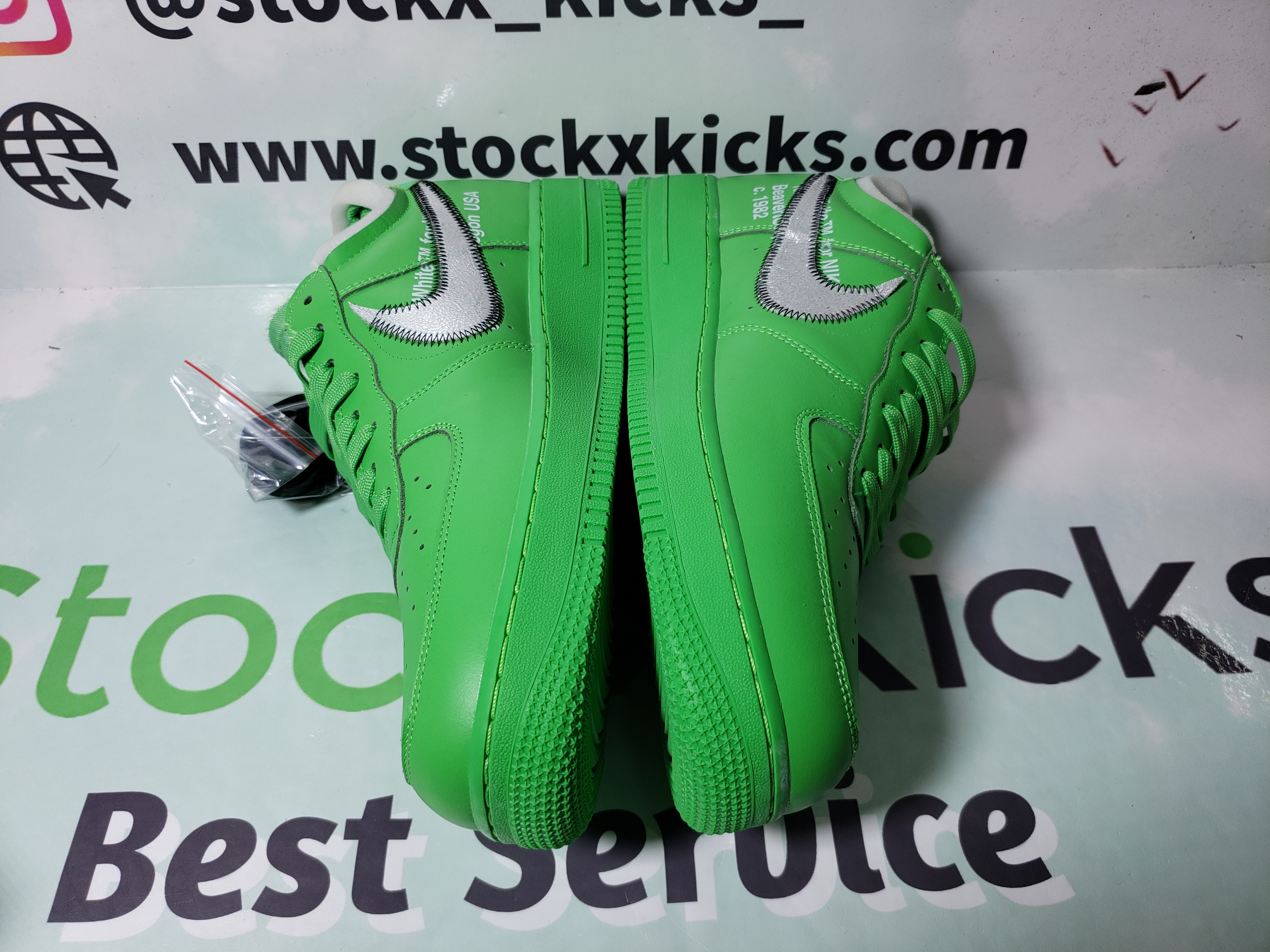PK God Batch Nike Air Force 1 Low Off-White Light Green Spark DX1419-300 review stockxkicks 03