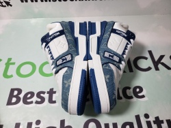 Louis Vuitton LV Trainer Monogram Denim White Blue FD0291 review stockxkicks QC 03